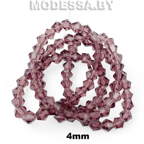 Бусины на нити стекл. 4мм Ц:12 Св.Бордовый