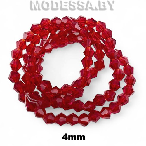  Бусины на нити стекл. 4мм Ц:20 Красный