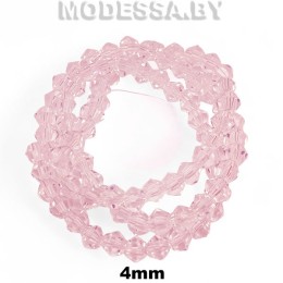  Бусины на нити стекл. 4мм Ц:26 Розовый