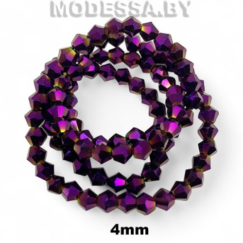 Бусины на нити стекл. 4мм Ц:36 Сиреневый