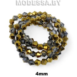  Бусины на нити стекл. 4мм Ц:37 Золотисто-серый