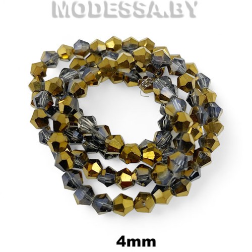  Бусины на нити стекл. 4мм Ц:37 Золотисто-серый