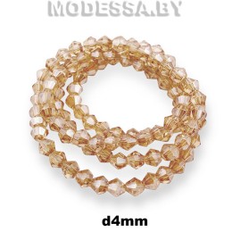 Бусины на нити стекл. 4мм Ц:4 Золото АВ