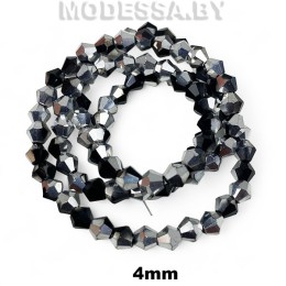 Бусины на нити стекл. 4мм Ц:43 Серебро