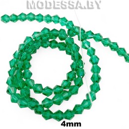 Бусины на нити стекл. 4мм Ц:45 Зелёный