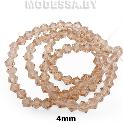 Бусины на нити стекл. 4мм Ц:46 Бежевый