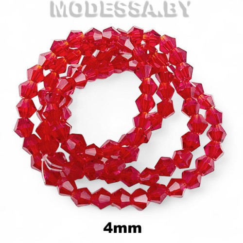Бусины на нити стекл. 4мм Ц:5 Красный