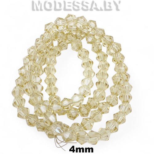  Бусины на нити стекл. 4мм Ц:76 Бежевый