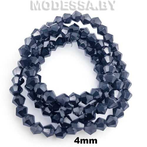 Бусины на нити стекл. 4мм Ц:8 Синий