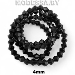  Бусины на нити стекл. 4мм Ц:2 Чёрный