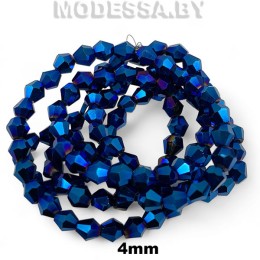 Бусины на нити стекл. 4мм Ц:Синий