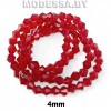 Бусины на нити стекл. 4мм Ц:Т.Красный
