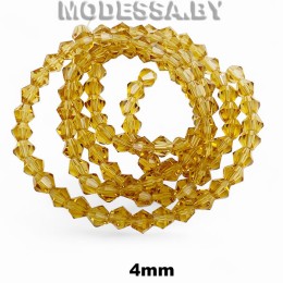 Бусины на нити стекл. 4мм Ц:Горчичный