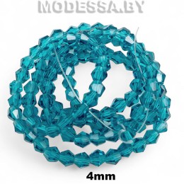 Бусины на нити стекл. 4мм Ц:Морская волна