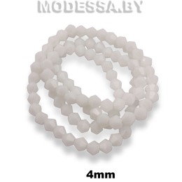 Бусины на нити стекл. 4мм Ц:6 Белый матовый