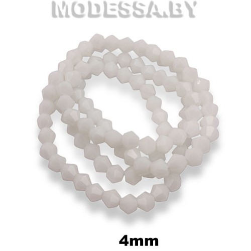 Бусины на нити стекл. 4мм Ц:6 Белый матовый