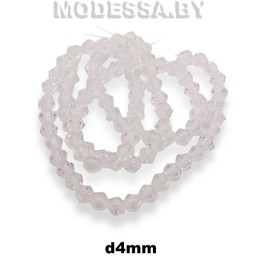 Бусины на нити стекл. 4 мм  Ц:1 Прозрачный