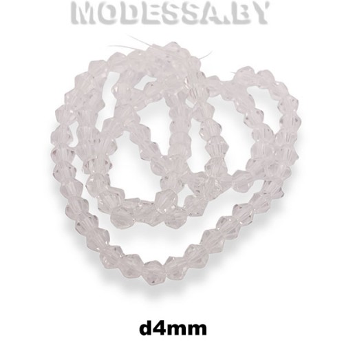 Бусины на нити стекл. 4 мм  Ц:1 Прозрачный