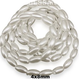 Бусины на нити пластм. 4x8мм Ц:Белый