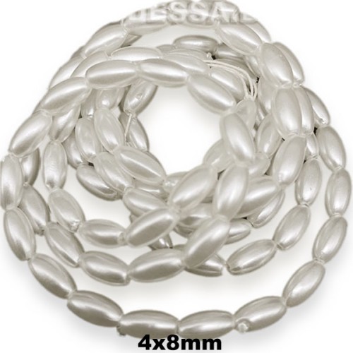 Бусины на нити пластм. 4x8мм Ц:Белый