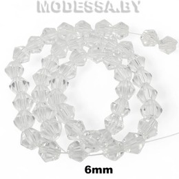  Бусины на нити стекл. 6мм Ц:1 Прозрачный