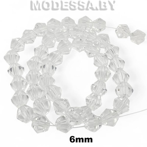  Бусины на нити стекл. 6мм Ц:1 Прозрачный