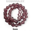 Бусины на нити стекл. 6мм Ц:12 Св.Бордовый