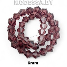 Бусины на нити стекл. 6мм Ц:12 Св.Бордовый