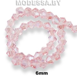 Бусины на нити стекл. 6мм Ц:125 Розовый АВ