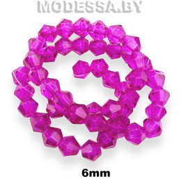  Бусины на нити стекл. 6мм Ц:25 Розовый