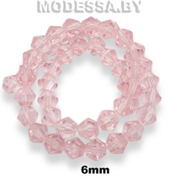  Бусины на нити стекл. 6мм Ц:26 Розовый