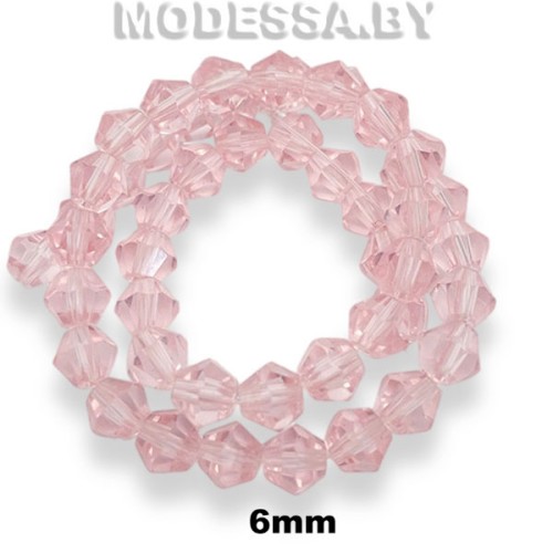  Бусины на нити стекл. 6мм Ц:26 Розовый