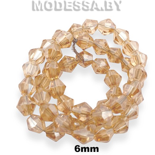 Бусины на нити стекл. 6мм Ц:3 Золото АВ