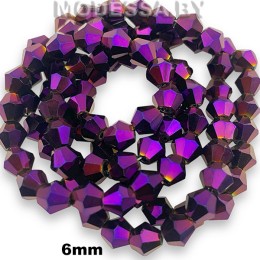 Бусины на нити стекл. 6мм Ц:36 Сиреневый