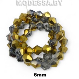 Бусины на нити стекл. 6мм Ц:37 Золотисто-серый