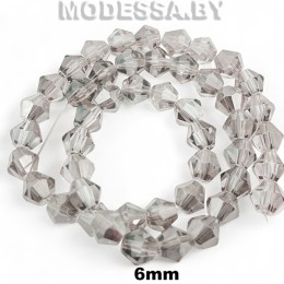 Бусины на нити стекл. 6мм Ц:42 Серый