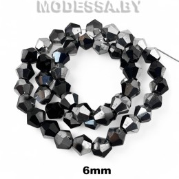  Бусины на нити стекл. 6мм Ц:43 Серебро