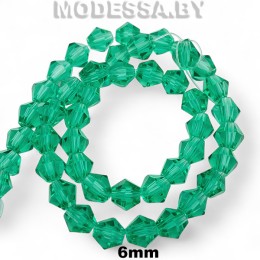 Бусины на нити стекл. 6мм Ц:45 Зелёный