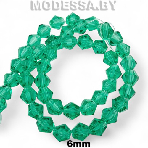 Бусины на нити стекл. 6мм Ц:45 Зелёный