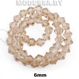 Бусины на нити стекл. 6мм Ц:46 Бежевый