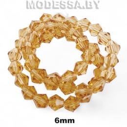 Бусины на нити стекл. 6мм Ц:7 Горчичный