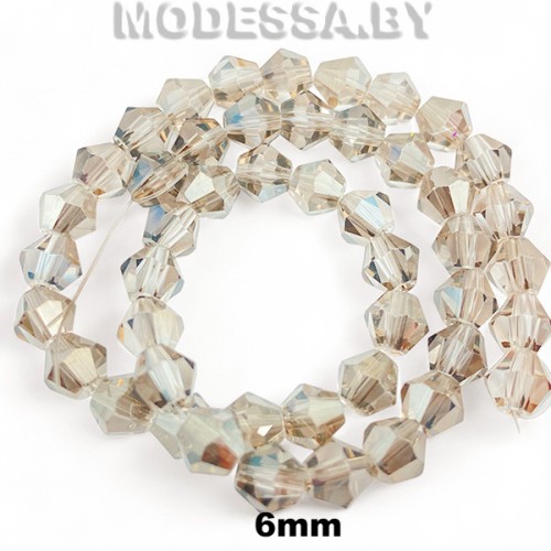 Бусины на нити стекл. 6мм Ц:76 Бежевый