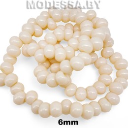 Бусины на нити стекл. 6мм Ц: Бежевый 