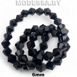  Бусины на нити стекл. 6мм Ц:2 Чёрный