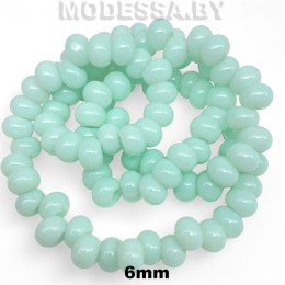 Бусины на нити стекл. 6мм Ц:Голубой 