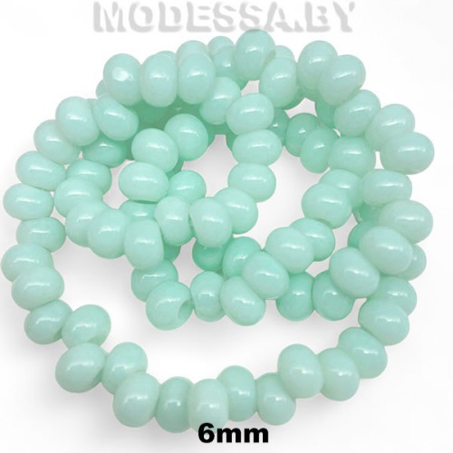 Бусины на нити стекл. 6мм Ц:Голубой 