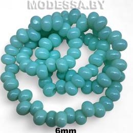 Бусины на нити стекл. 6мм Ц:Бирюзовый