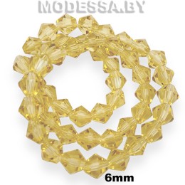 Бусины на нити стекл. 6мм Ц:Золото