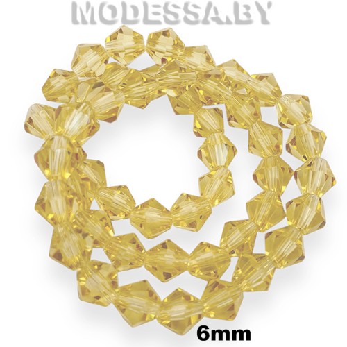 Бусины на нити стекл. 6мм Ц:Золото