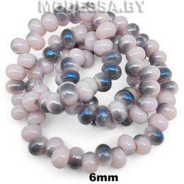 Бусины на нити стекл. 6мм Ц:Серый АВ 